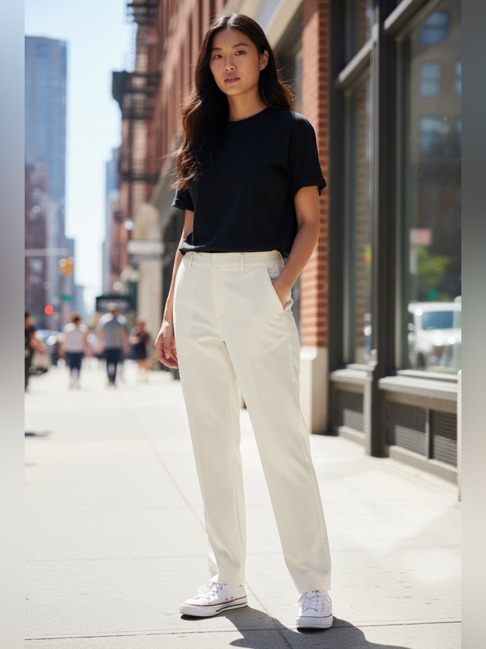 Talbot women’s Hampshire Straight Ankle Leg Pants in Ivory